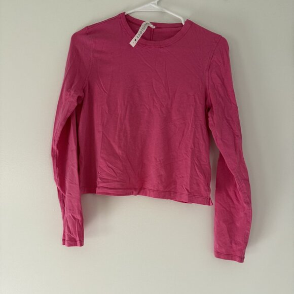 LULULEMON - Pink cotton long sleeve (Size 4 - Never Worn) - Picture 5 of 6